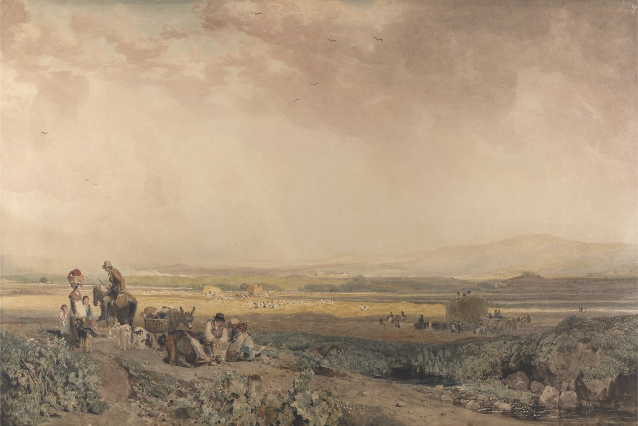Harvesters in Landscape in Sussex av Peter de Wint