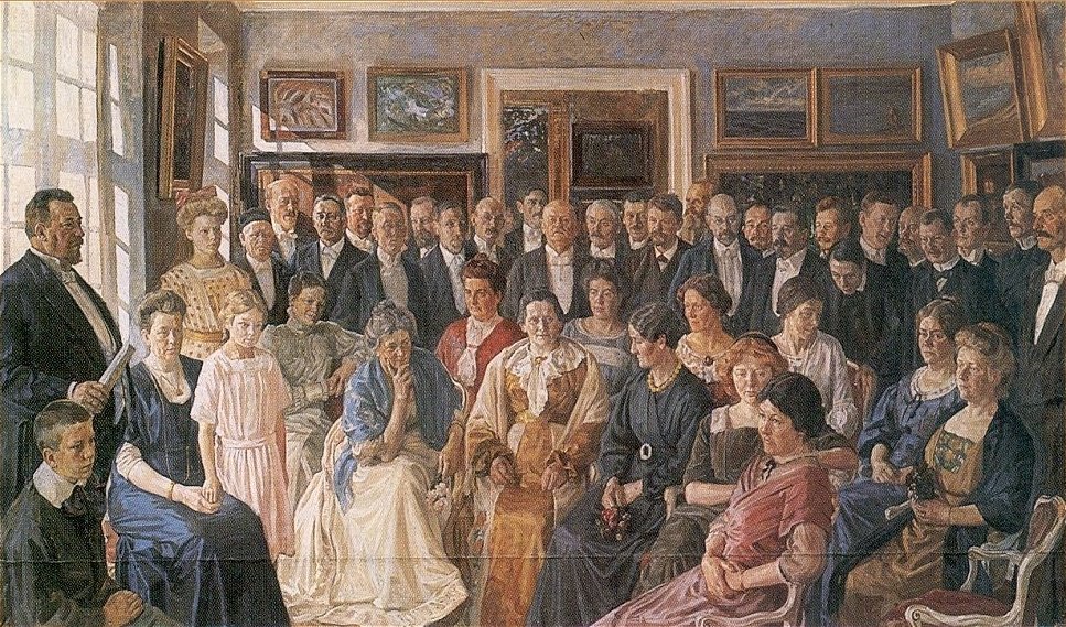 Painting from the inauguration of Faaborg Museum in 1910 av Peter Marius Hansen