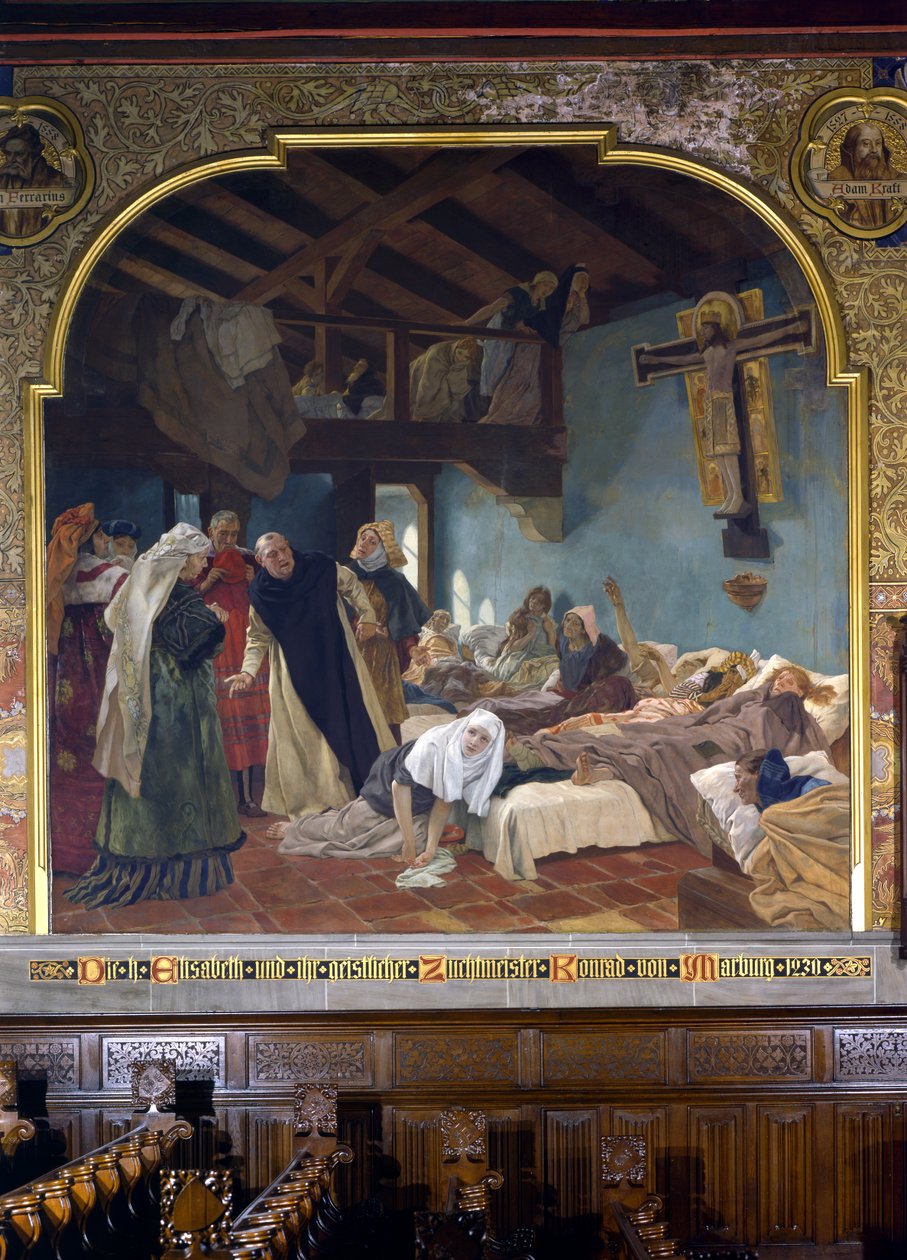 S:ta Elisabeth och hennes biktfader Conrad av Marburg 1230, 1903 av Peter Johann Theodor Janssen