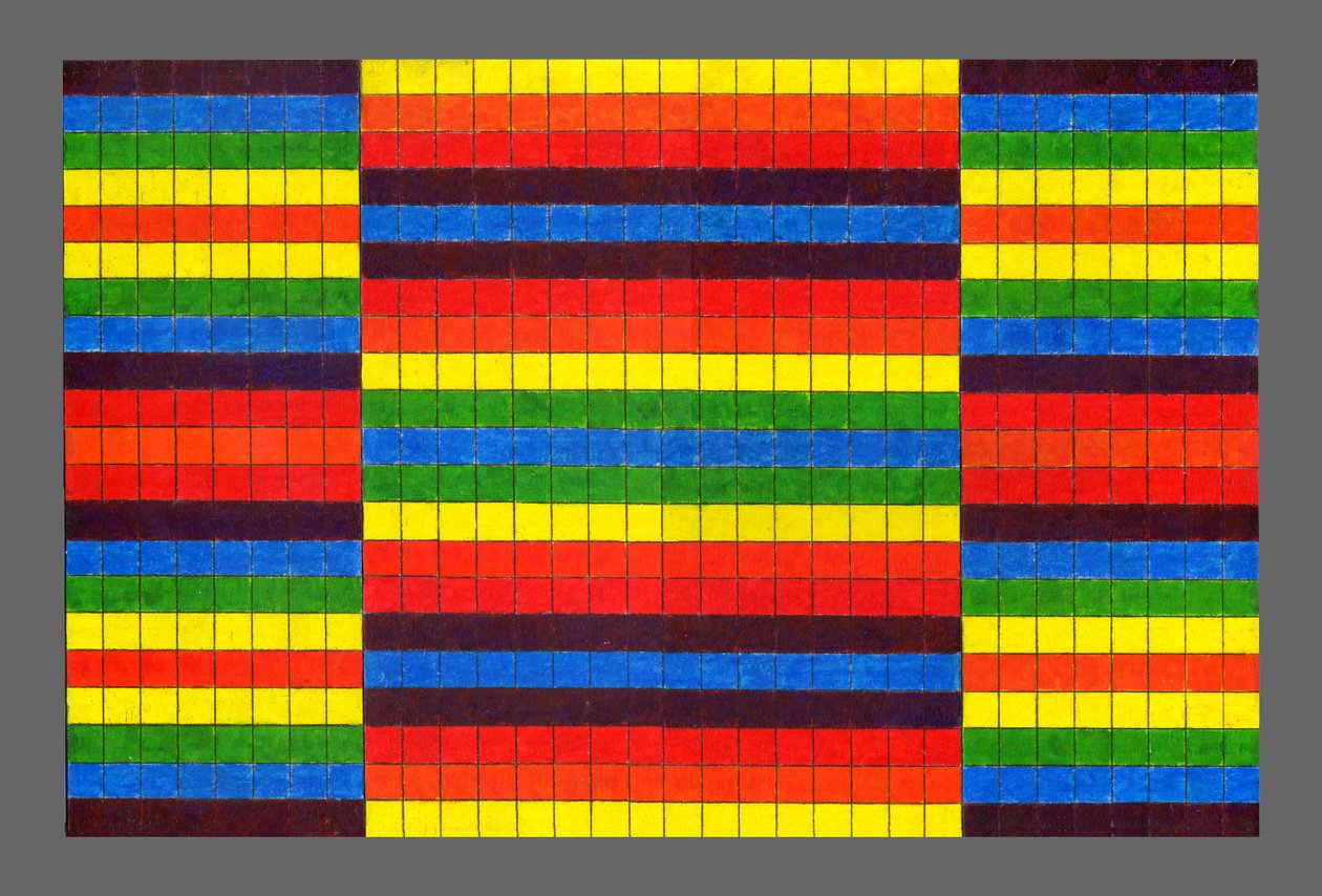 Randig triptyk, 2009 (akryl ombord) av Peter McClure