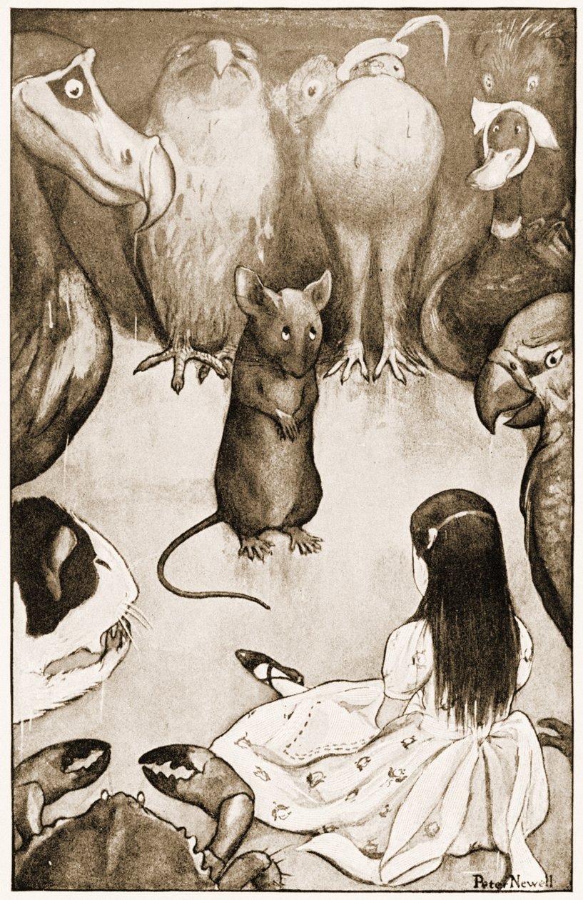 ""Min är en lång och sorglig berättelse", sa musen", illustration till Lewis Carrolls Alice