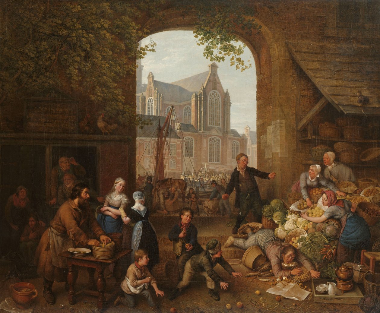 Twee dronkaards op de markt bij de Westerkerk te Amsterdam av Peter Paul Joseph Noël