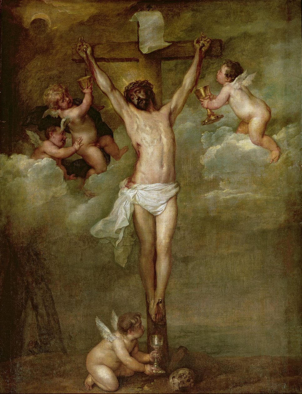Kristus åtföljd av änglar som håller kalkar av Peter Paul Rubens