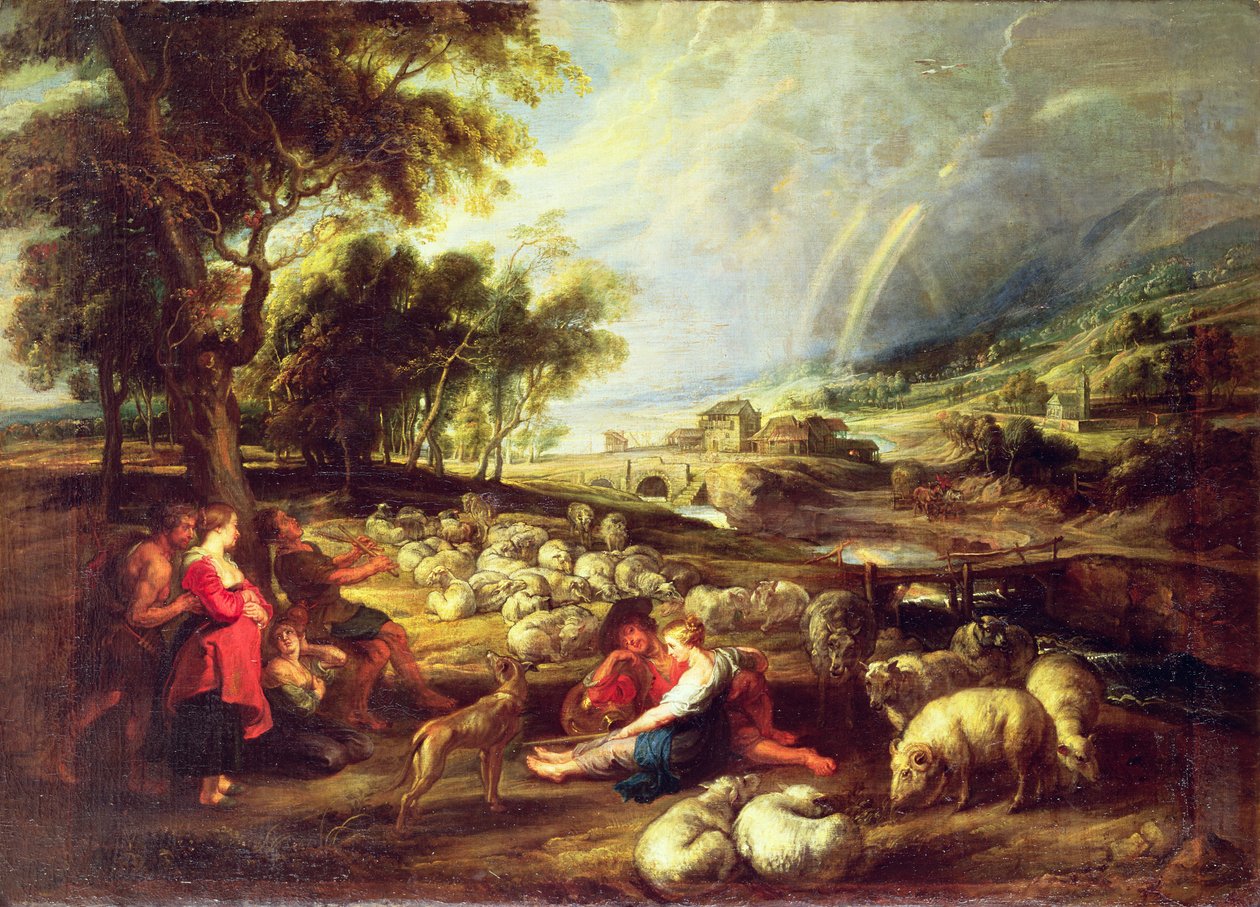 Landskap med regnbåge av Peter Paul Rubens