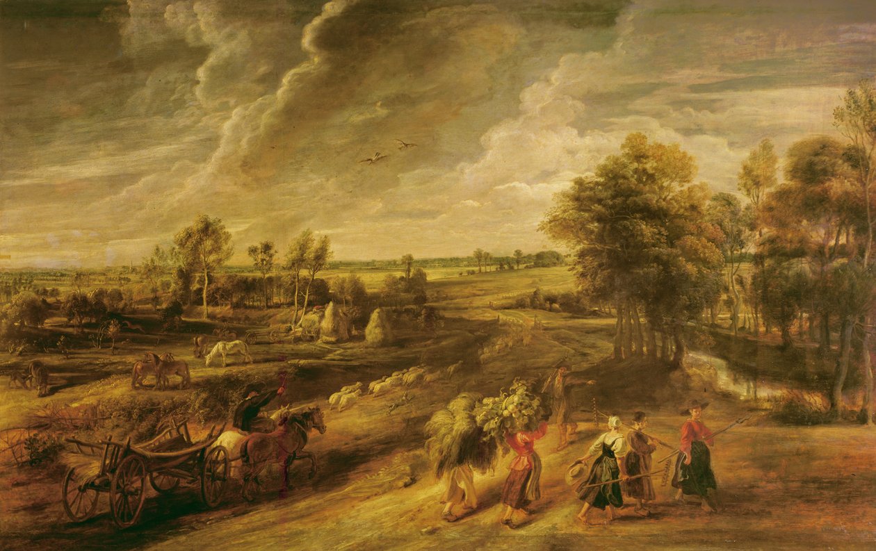 Bönder som återvänder från fälten, c.1632-34 av Peter Paul Rubens