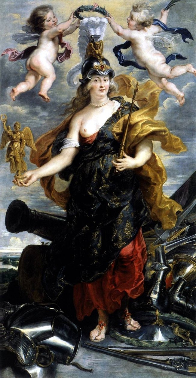 Portrait de Marie de Médicis en reine triomphante ou Portrait de Marie de Médicis en Bellone av Peter Paul Rubens