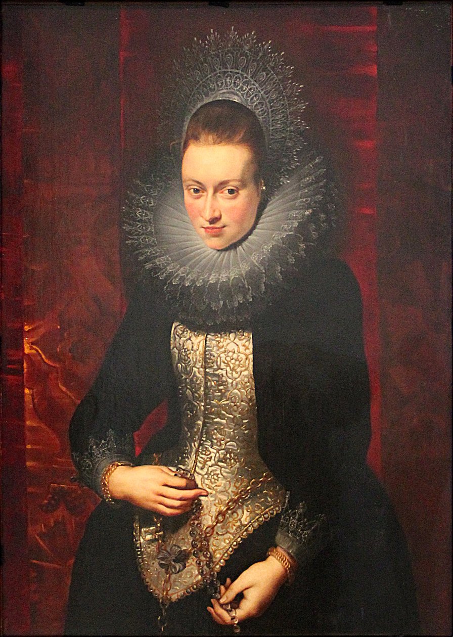 Portrait dune jeune femme avec un rosaire  av Peter Paul Rubens
