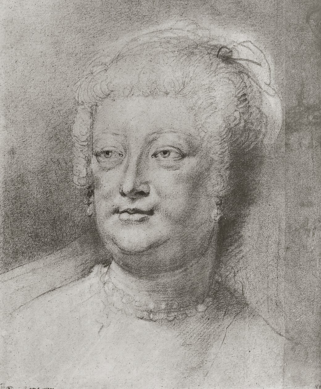 Porträtt av Marie de Medici (1573-1642), 1622 (pierre noire och röd krita med vit höjdpunkt) av Peter Paul Rubens