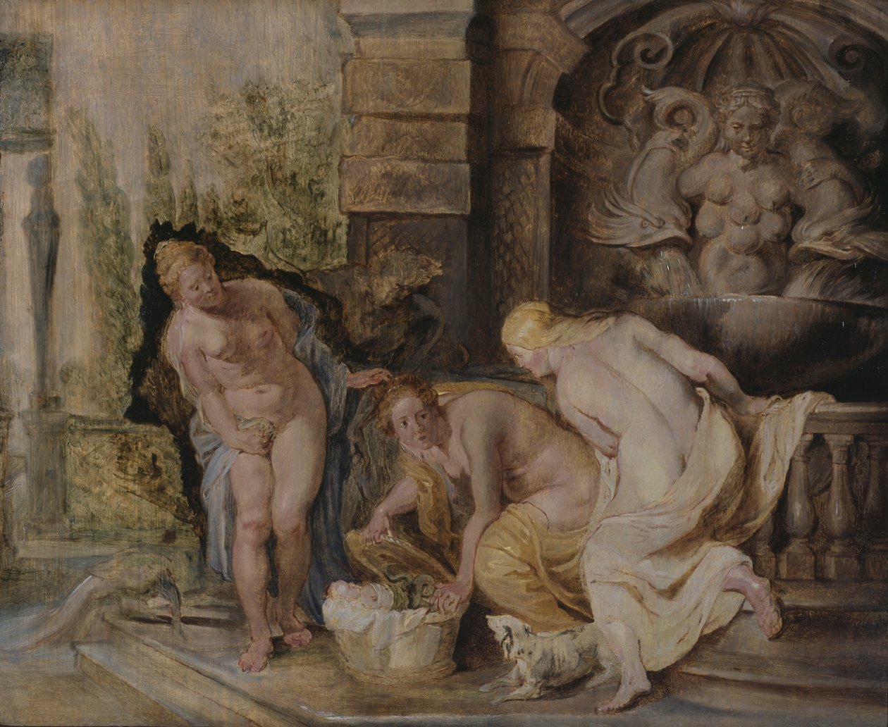 Cecrops döttrar upptäcker Erichthonius c.1615 av Peter Paul Rubens