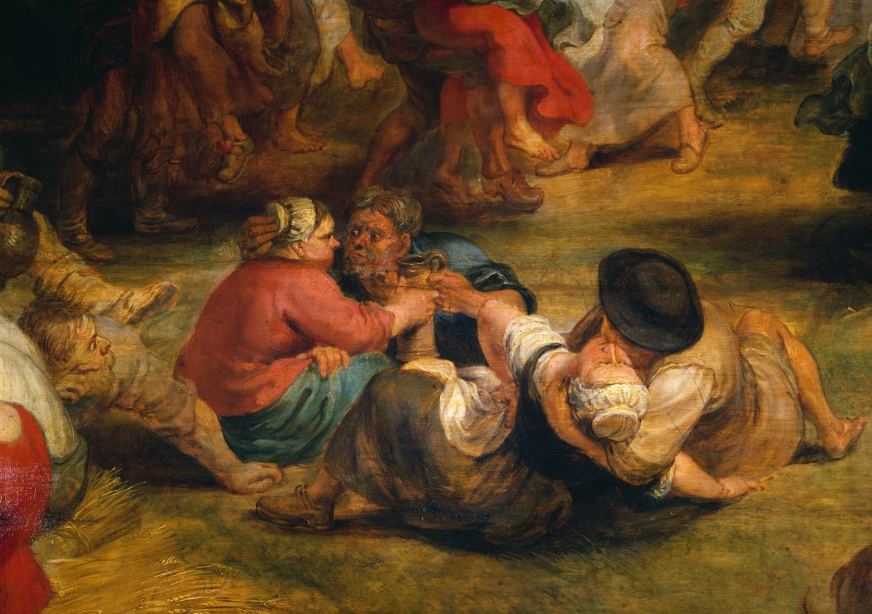 Kermessen, detalj av bönder, c.1635-38 av Peter Paul Rubens