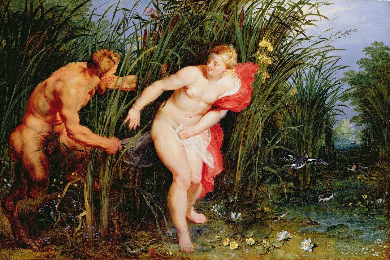 Pan och Syrinx (olja på ek) av Peter Paul and Brueghel Rubens