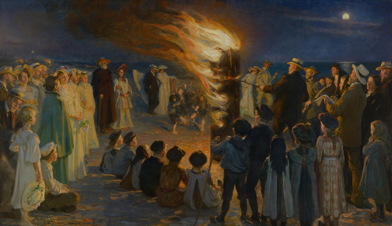 Midsummers Eve Bonfire on Skagens Beach av Peder Severin Krøyer