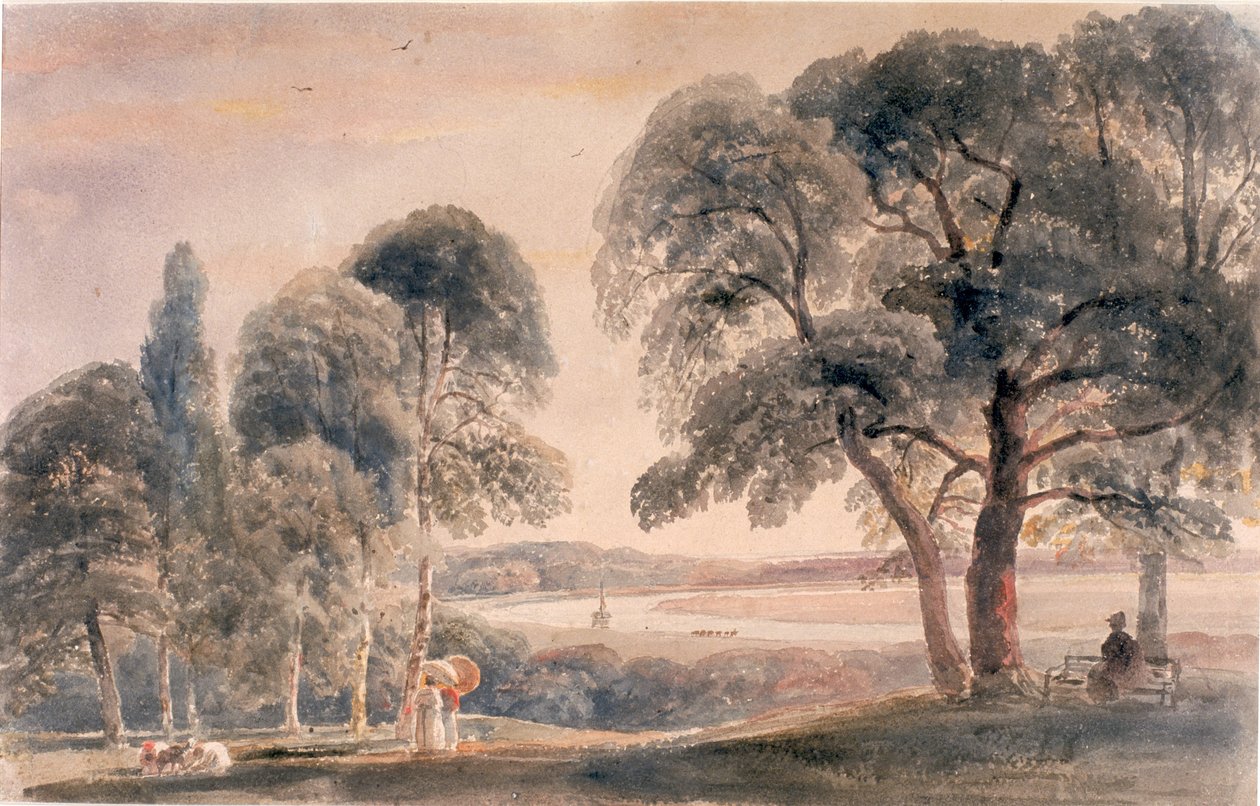 Weybridge Meadows (akvarell på papper) av Peter de Wint