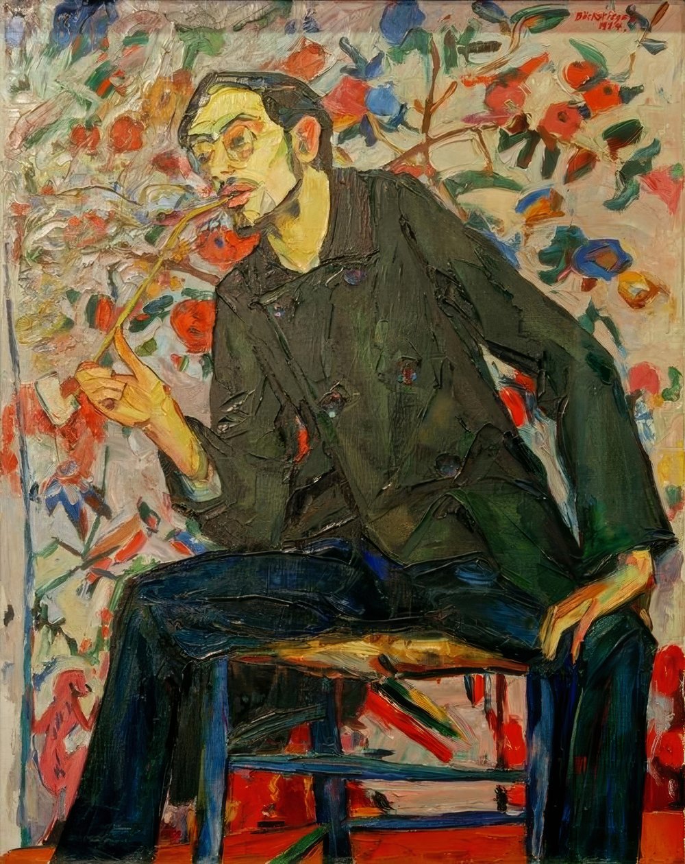 Porträtt av målaren Conrad Felixmüller av Peter August Böckstiegel