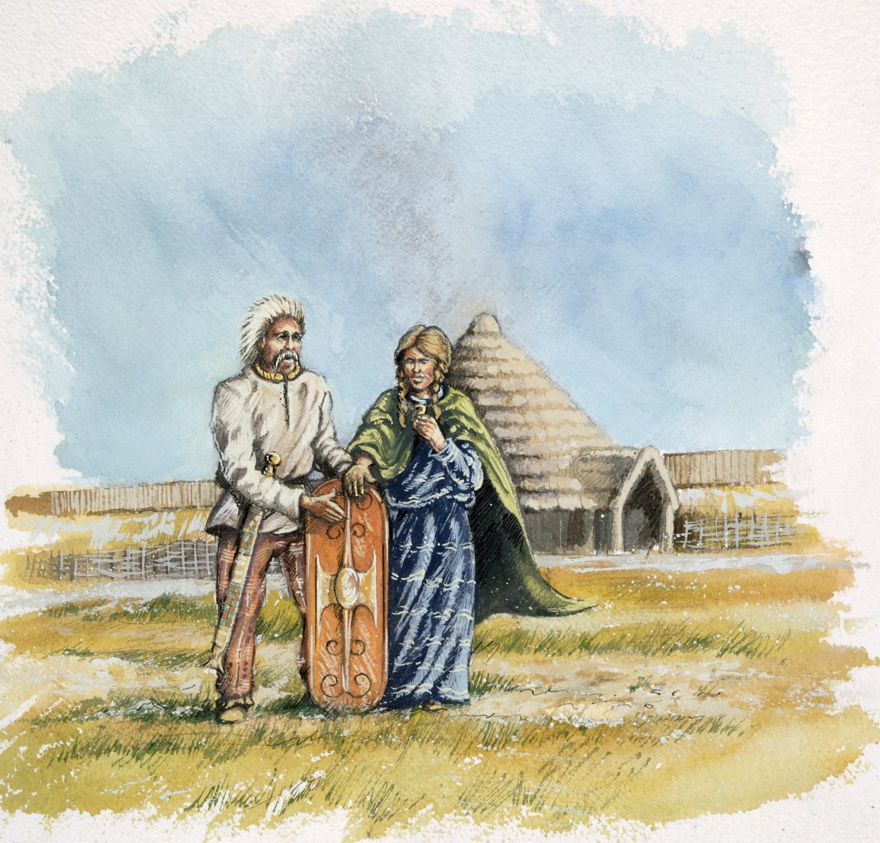 Järnålderns man och kvinna, c400BC, c1990-2010 av Peter Dunn