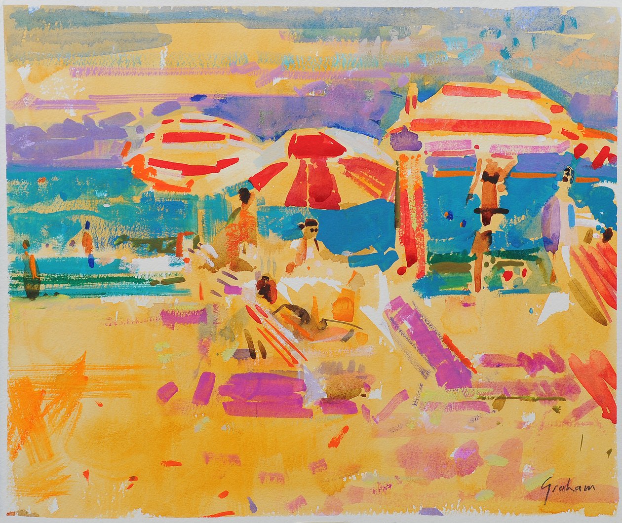 Röda parasoll, Miami av Peter Graham (Contemporary)