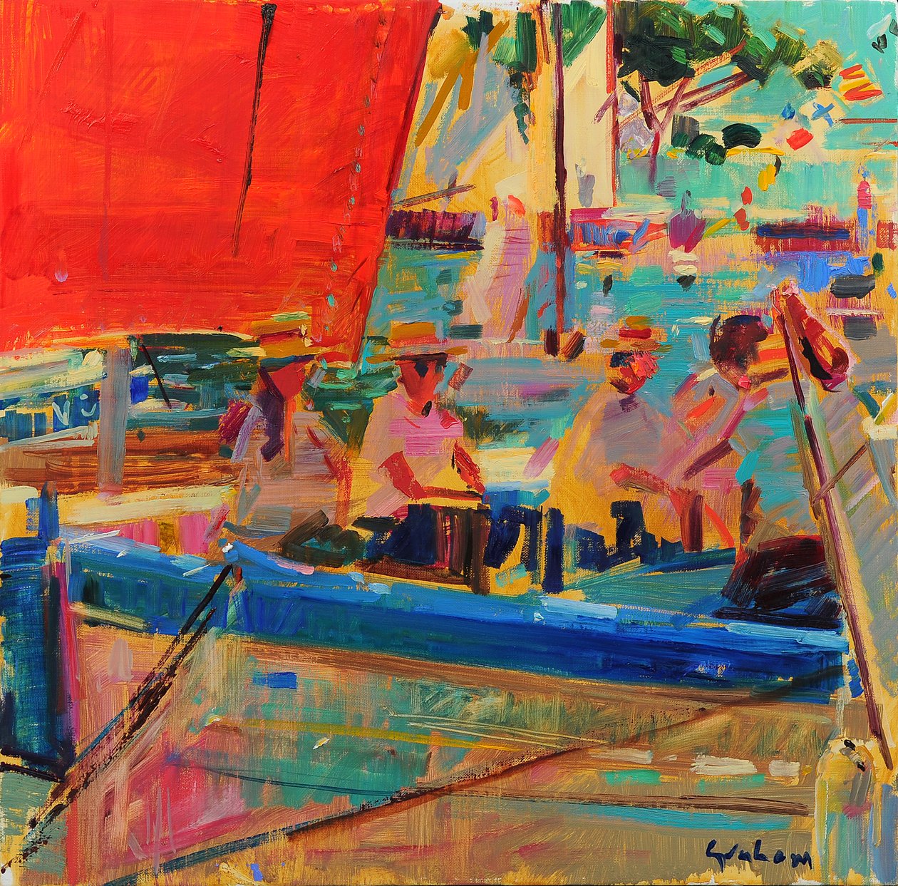 Skimrande Sea Saint Tropez av Peter Graham (Contemporary)