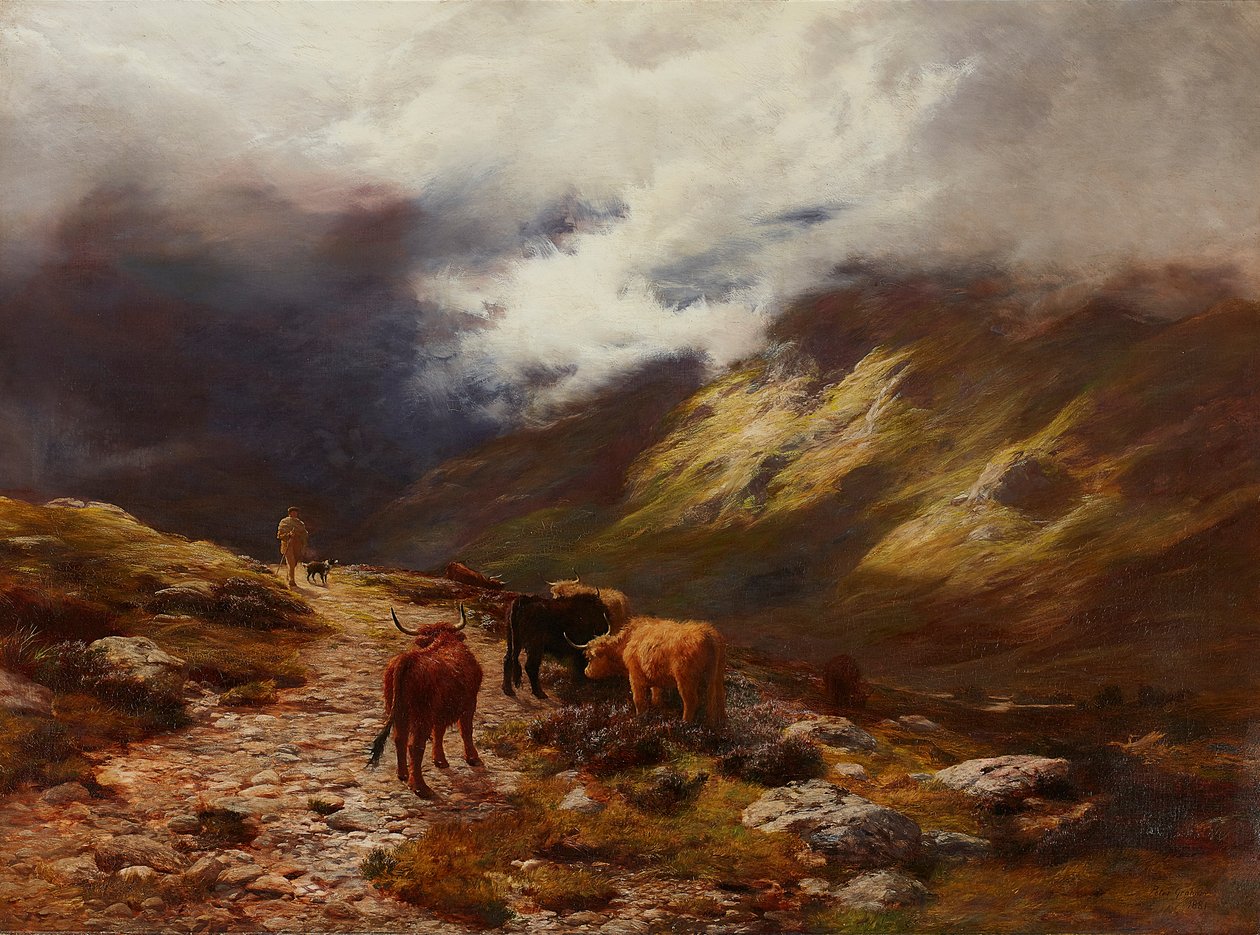A Mountain Road (olja på duk) av Peter Graham