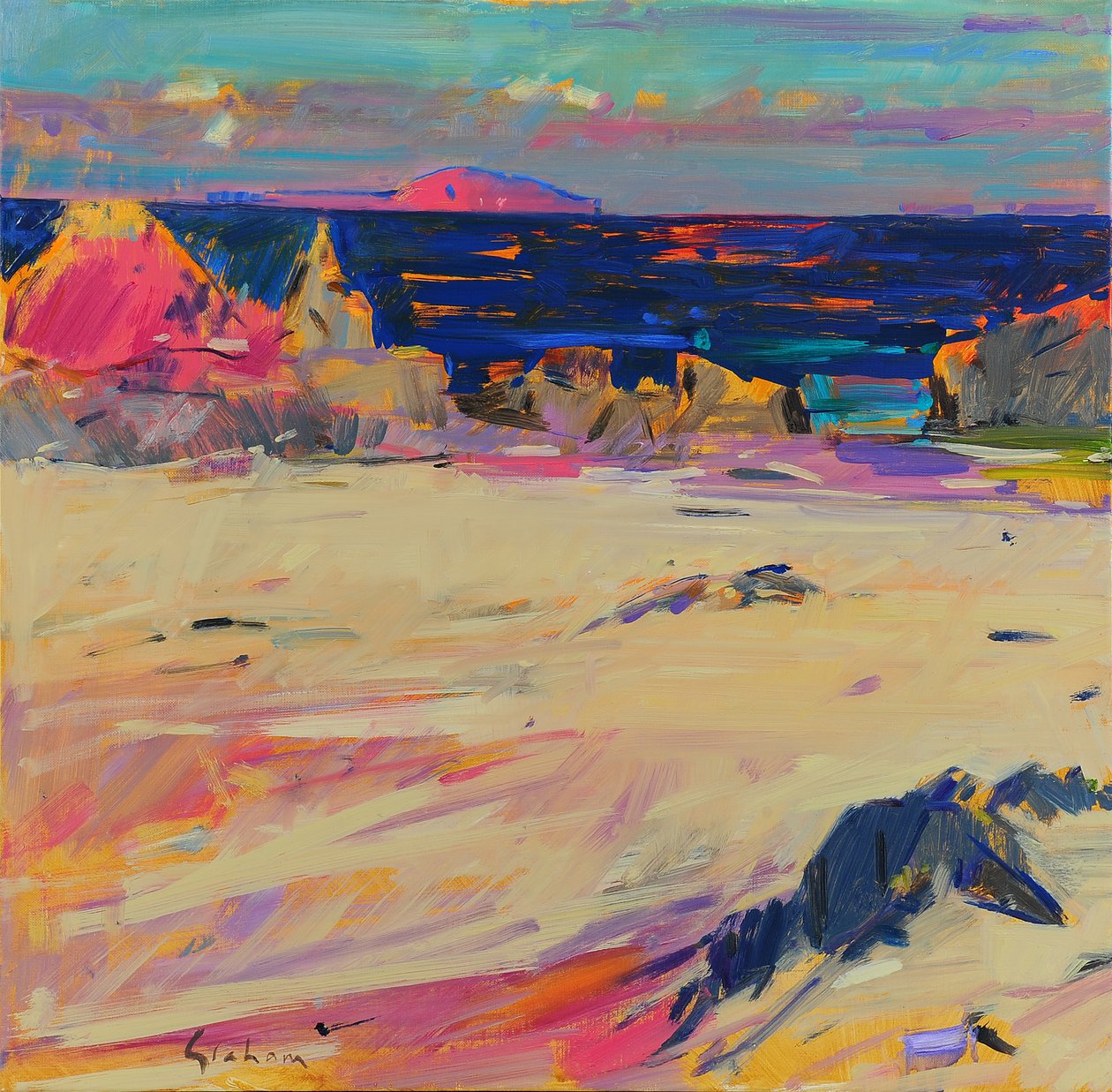 Cathedral Rock, Iona, 2022 (olja) av Peter Graham