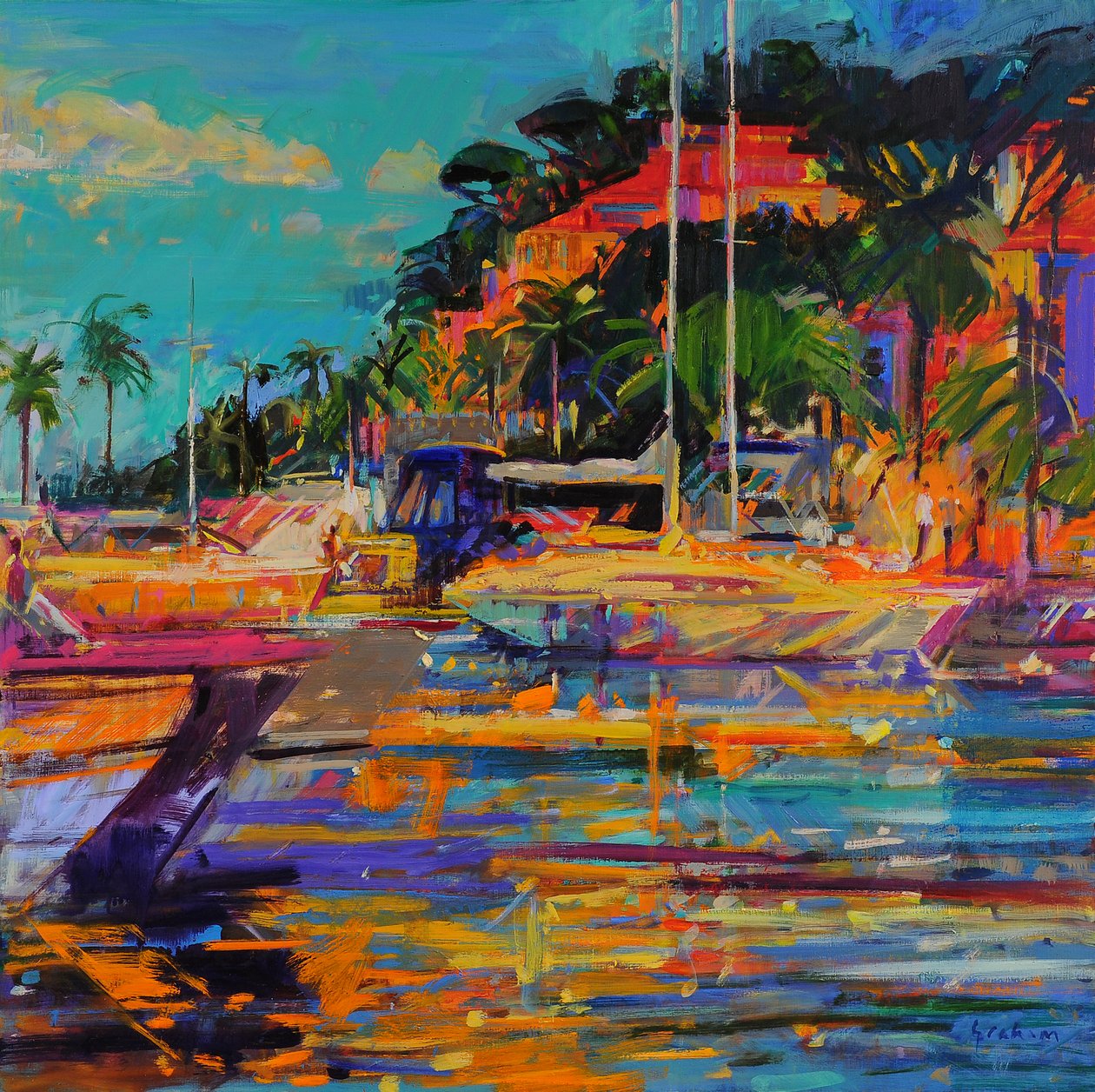Cavalaire-sur-Mer, 2023 (olja på duk) av Peter Graham