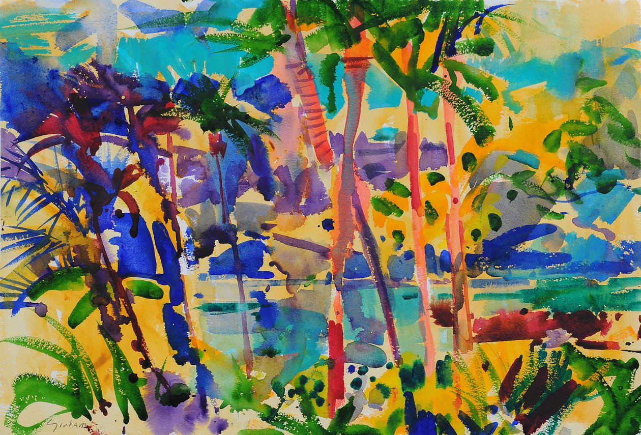 South Maui, Hawaii, 2023 (akvarell) av Peter Graham
