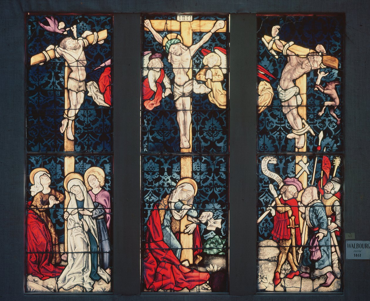 The Crucifixion, 1461 (målat glas) av Peter Hemmel