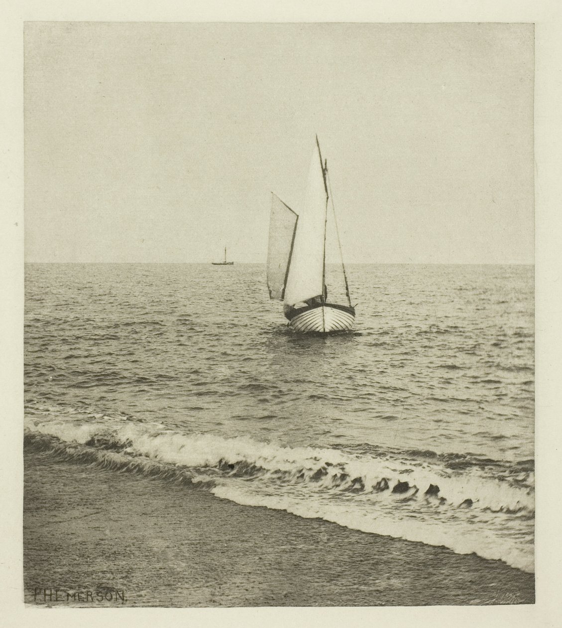 En Suffolk Shrimper "Coming Ashore" av Peter Henry Emerson