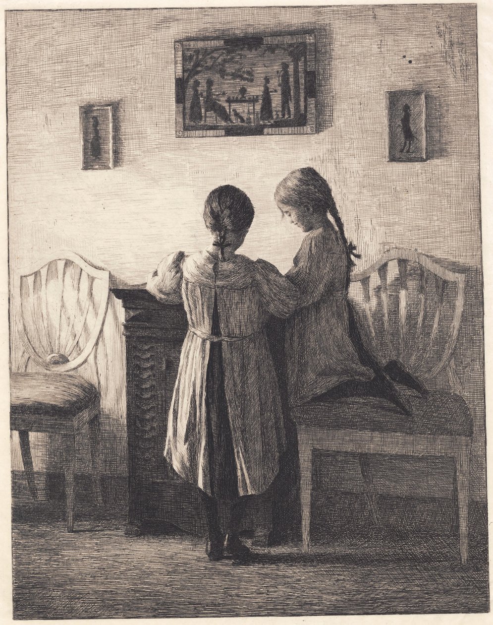 Interiör med två små flickor av Peter Vilhelm Ilsted