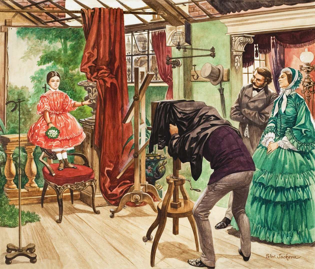 Nineteenth Century Photography Session (gouache på papper) av Peter Jackson