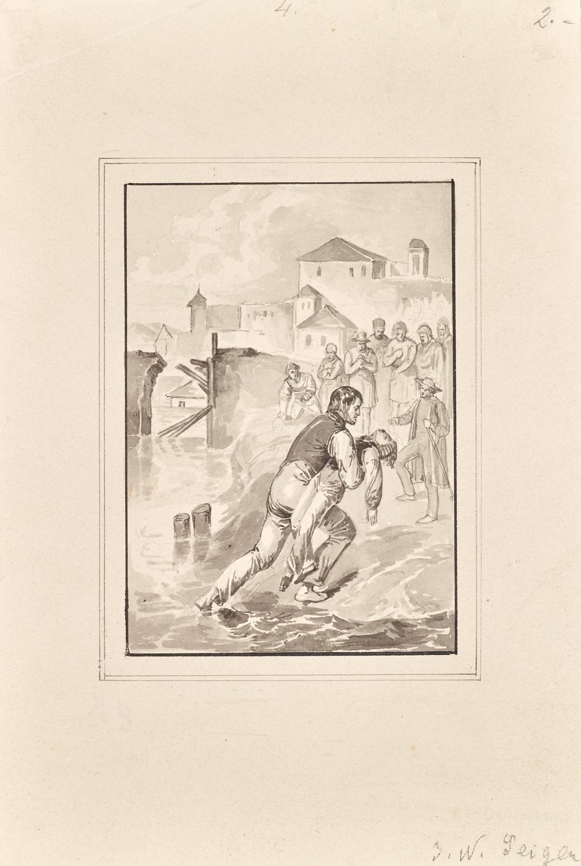 Bärgning av en drunknad pojke av Peter Johann Nepomuk Geiger