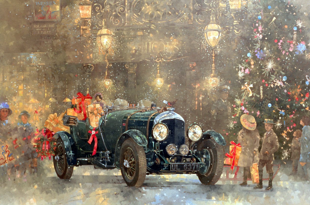 Christmas Bentley (olja på duk) av Peter Miller