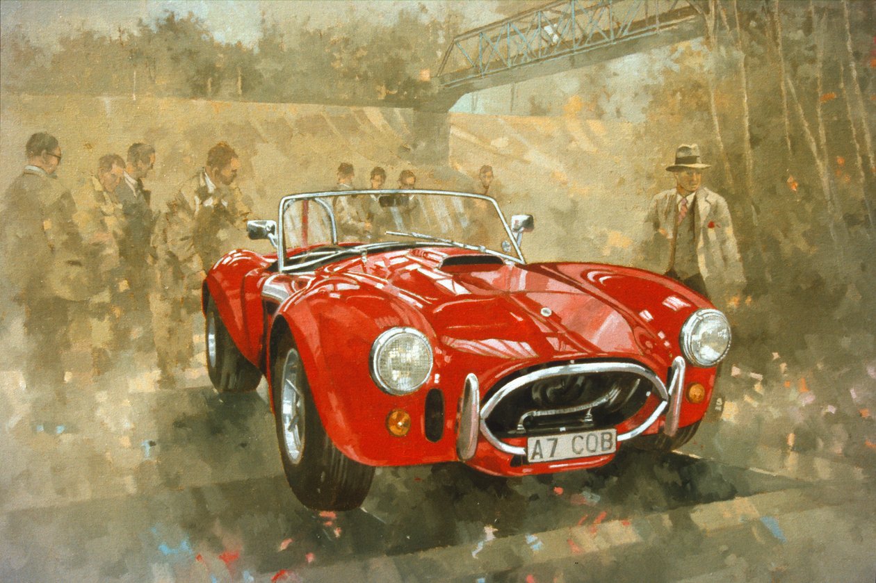Cobra at Brooklands (olja på duk) av Peter Miller
