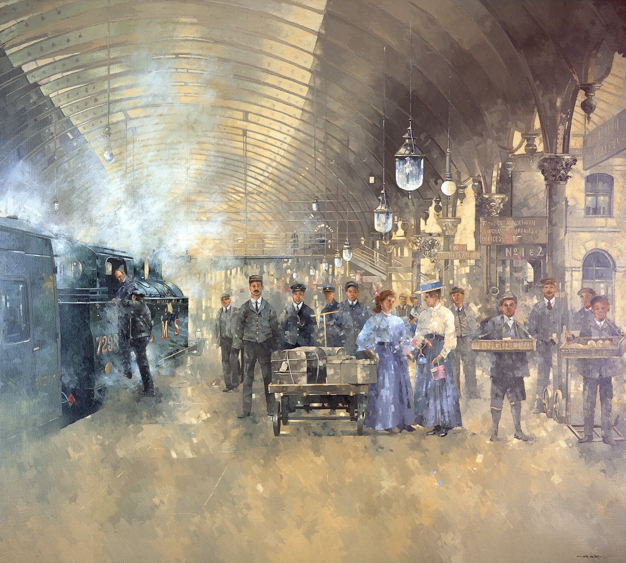 York Railway Station (olja på duk) av Peter Miller