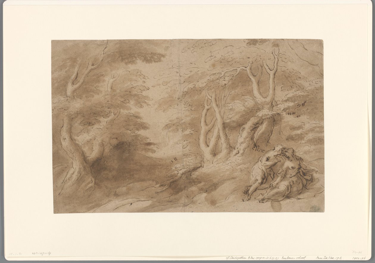 Landskap med älskande par av Peter Paul Rubens (school of)