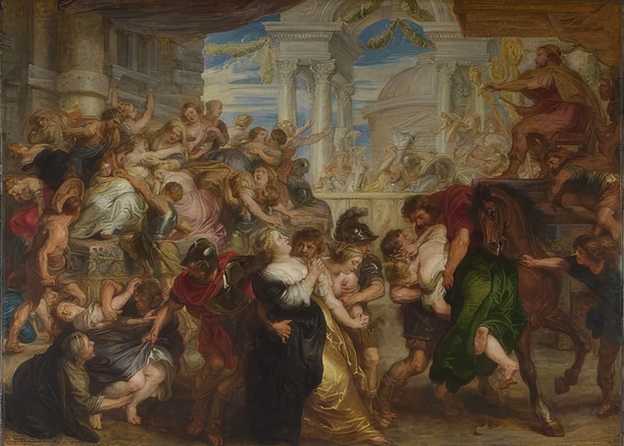 Rånet av de sabinska kvinnorna. Omkring 1635-40 av Peter Paul Rubens