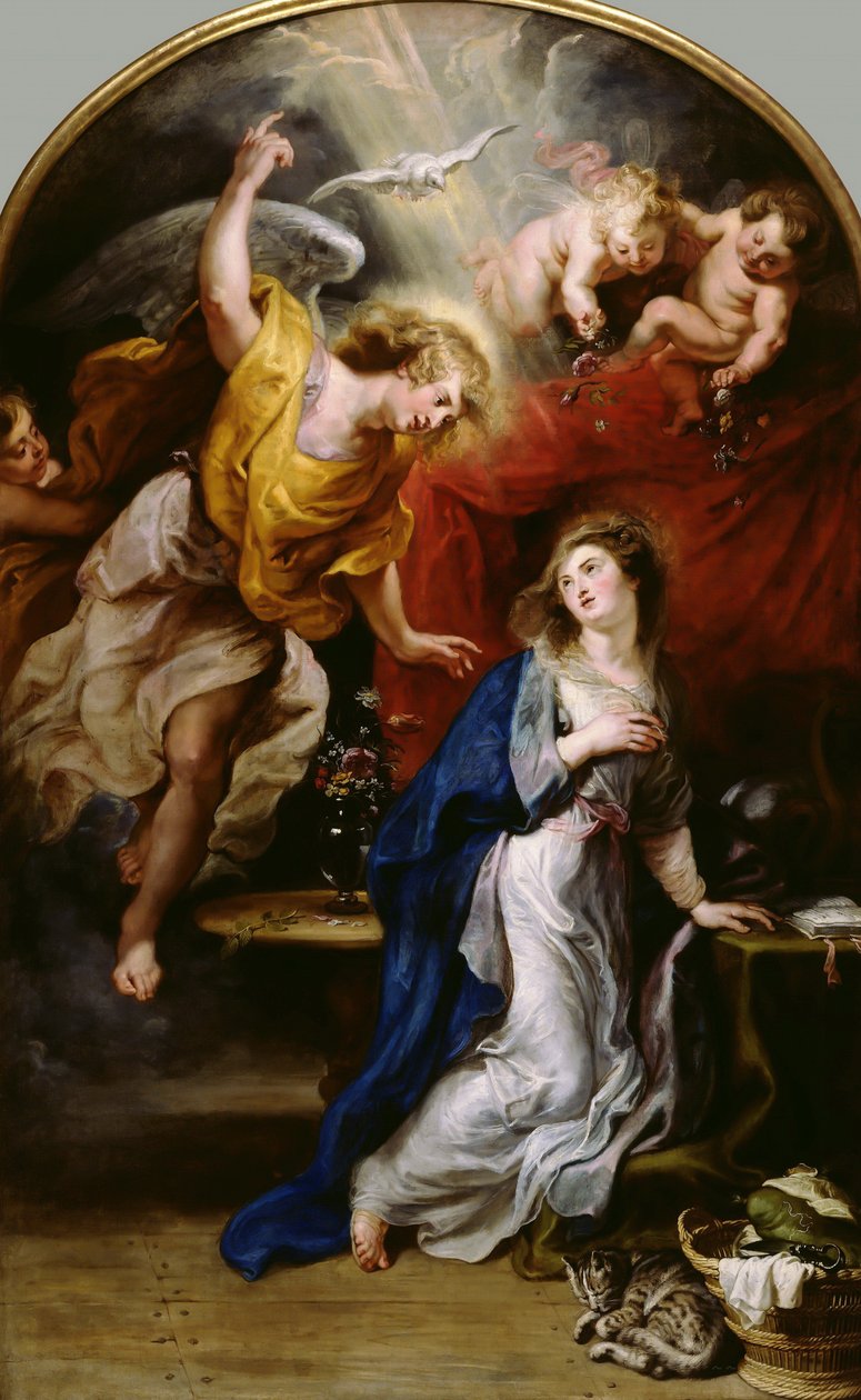The Annunciation, c.1610 (olja på duk) av Peter Paul Rubens