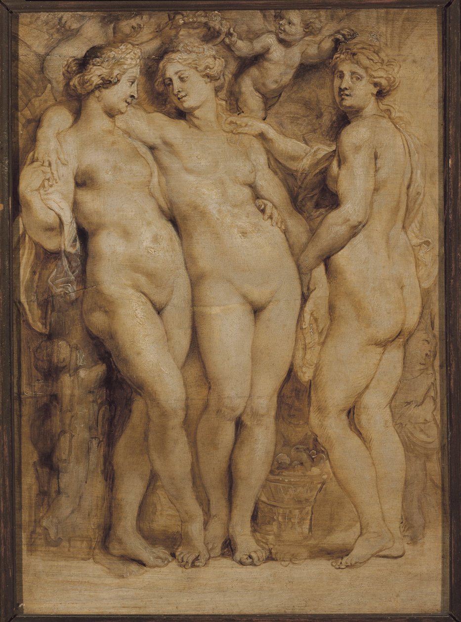 Tre nåder ( Monokrom målning av Peter Paul Rubens