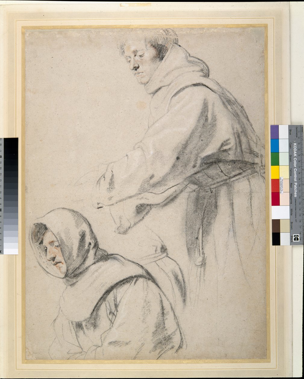 Två franciskanerbröder (kritor på papper) av Peter Paul Rubens