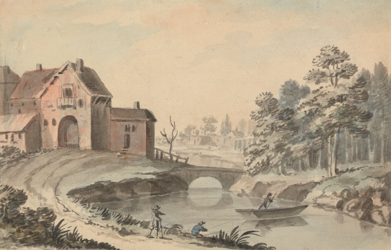 Figurer i ett landskap vid en flod av Peter Tillemans