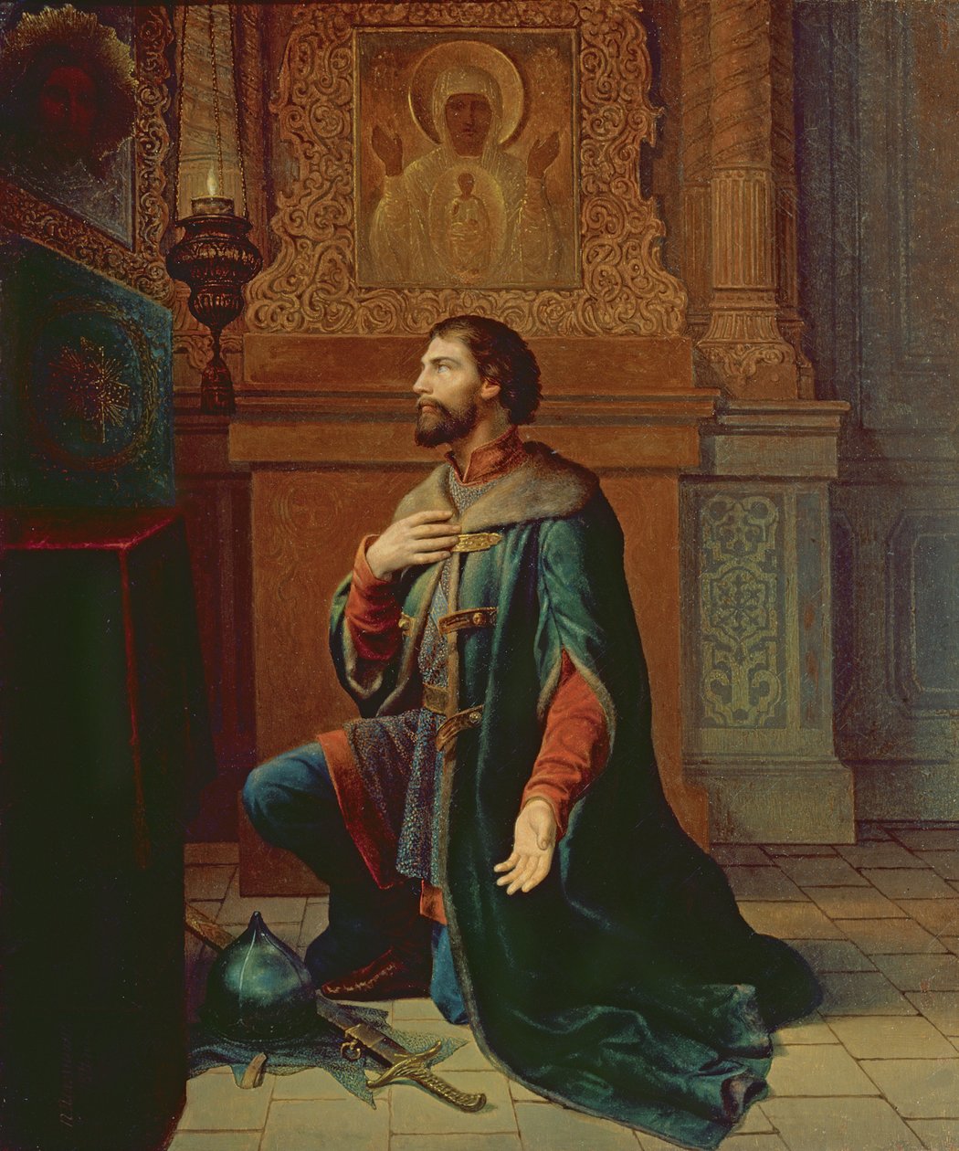 En Boyar före kampanjen, 1871 av Petr Mikhailovich Shamshin