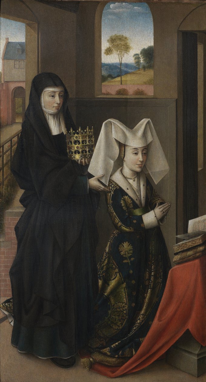 Isabel of Portugal with Saint Elizabeth av Petrus Christus