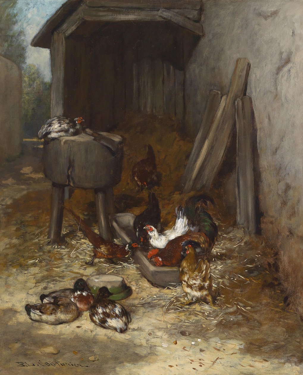 Hühner im Stall av Philibert Leon Couturier