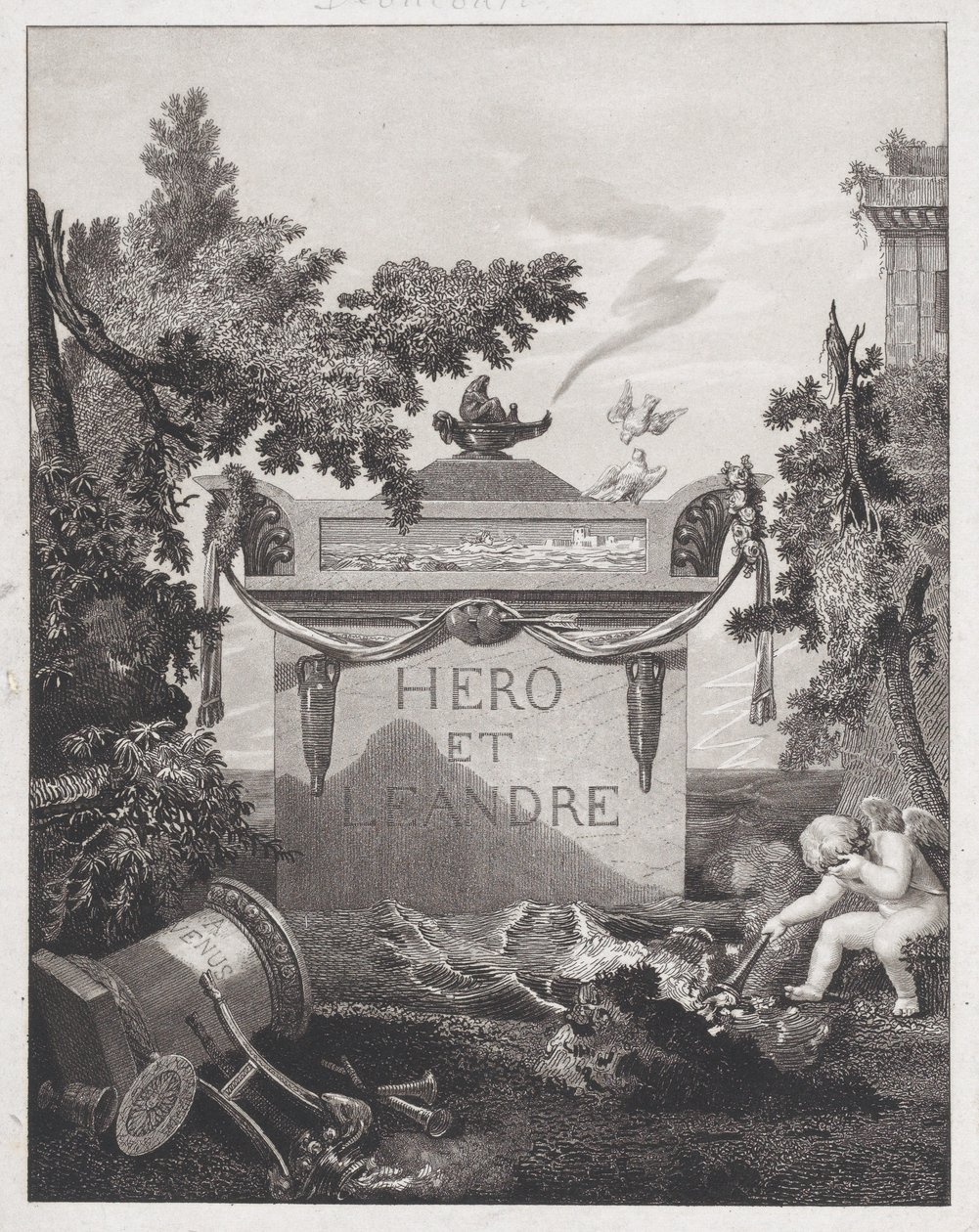 Frontispice till Hero and Leander, 1801. av Philibert Louis Debucourt