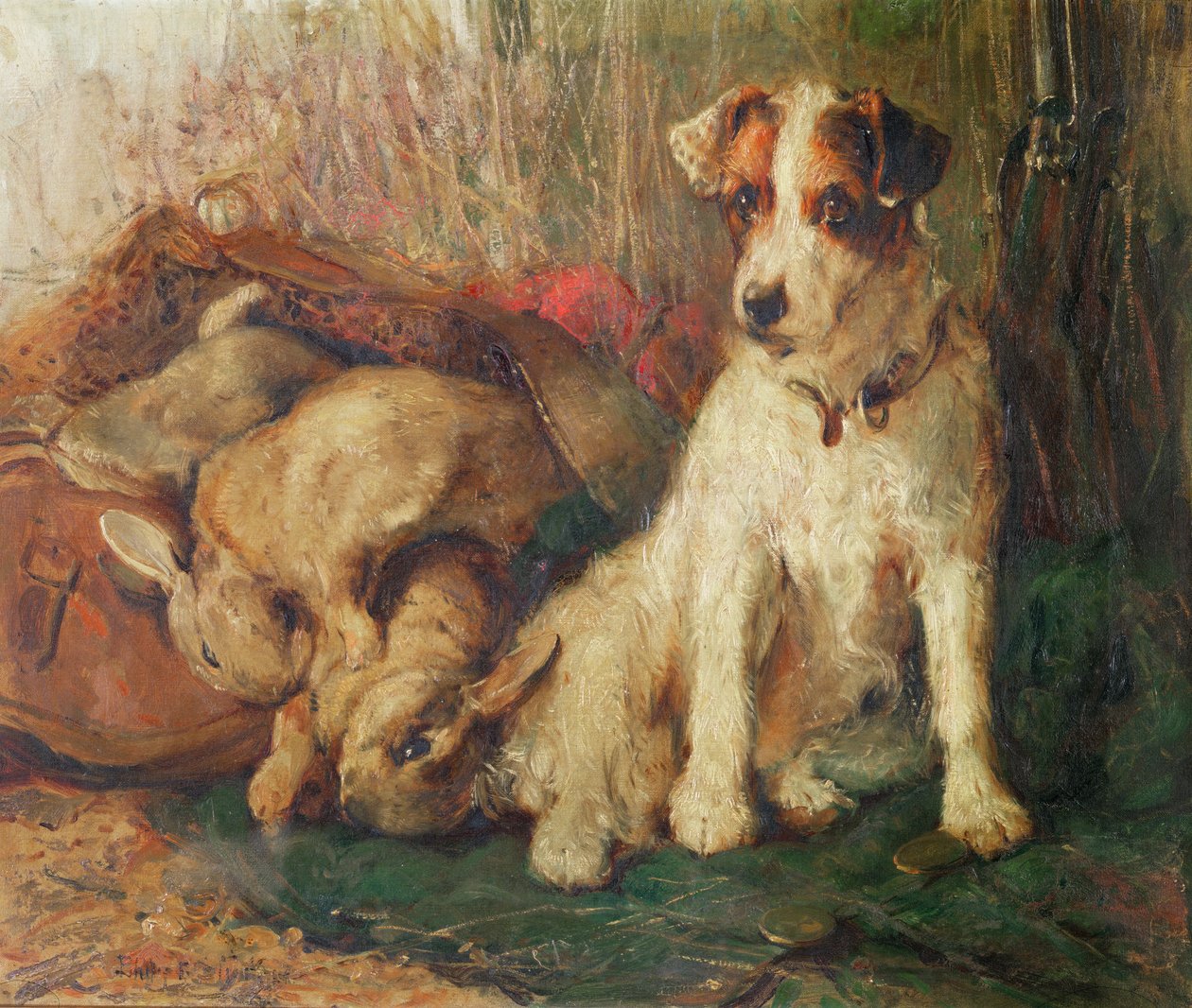 Lämnad ansvarig - En Fox Terrier med vilt av Philip Eustace Stretton