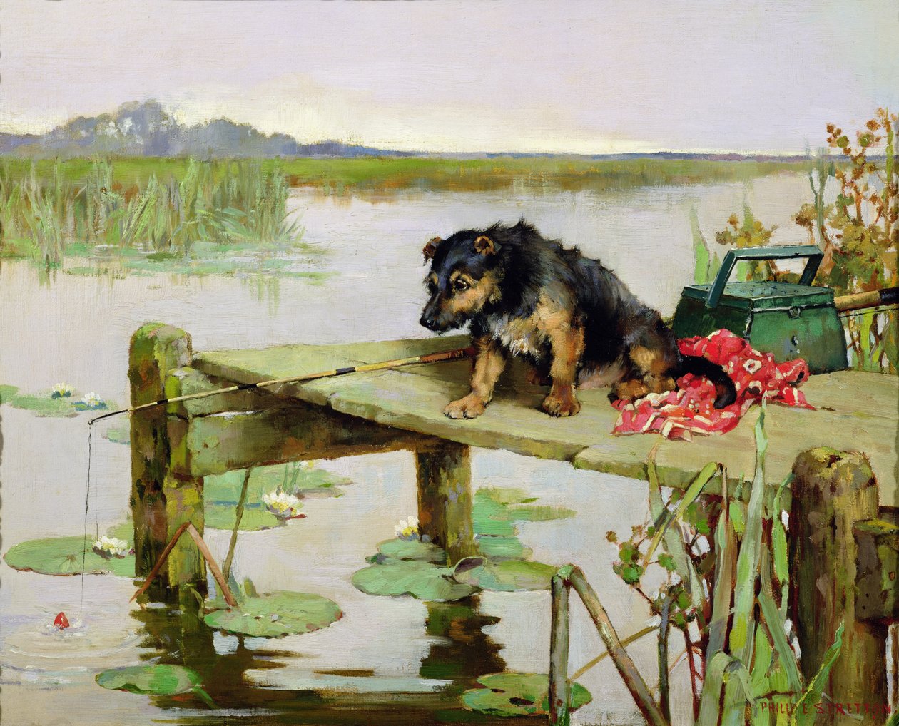 Terrier - Fiske, ca 1890 av Philip Eustace Stretton