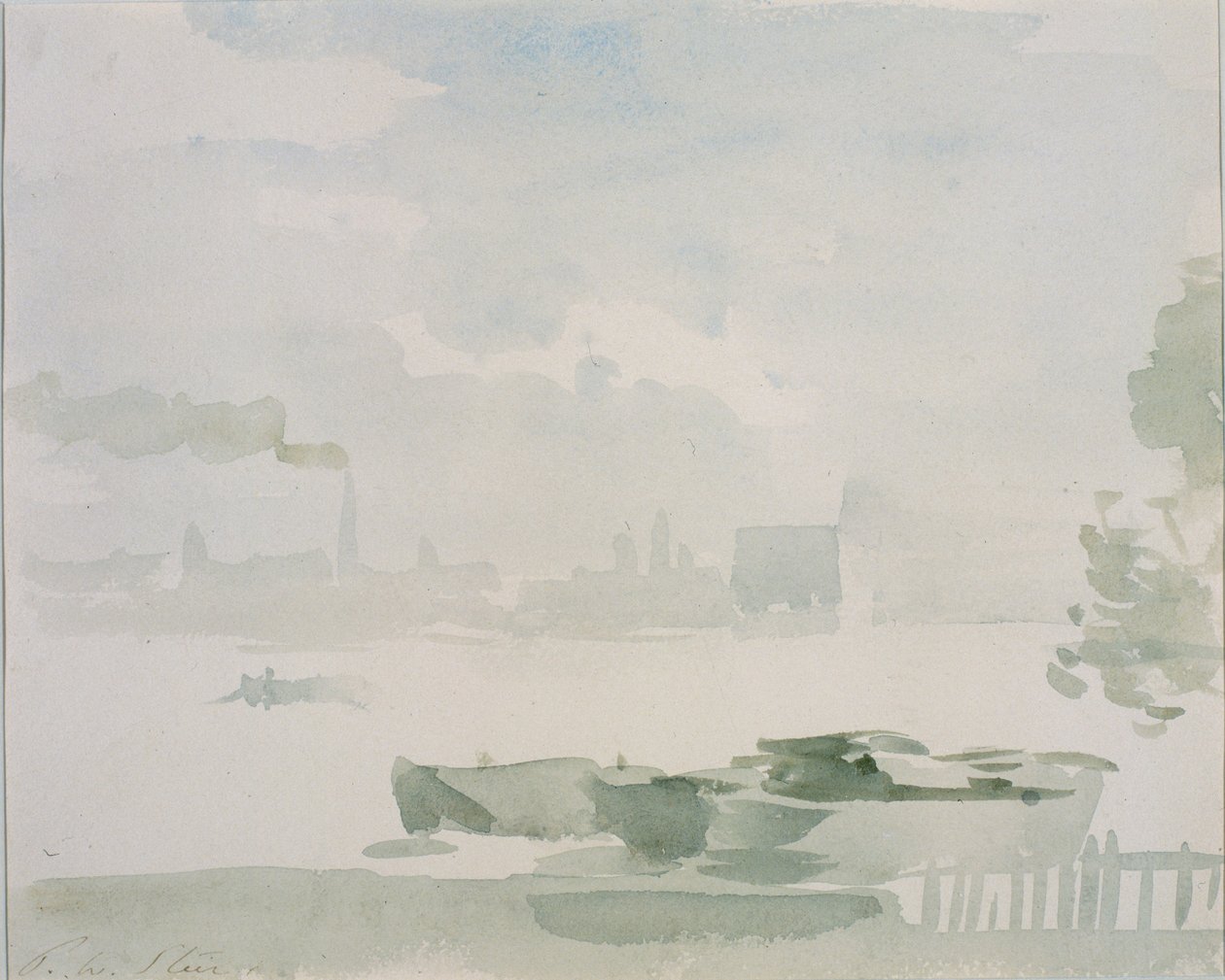 Chelsea Reach (wc på papper, klistrad på kort) av Philip Wilson Steer