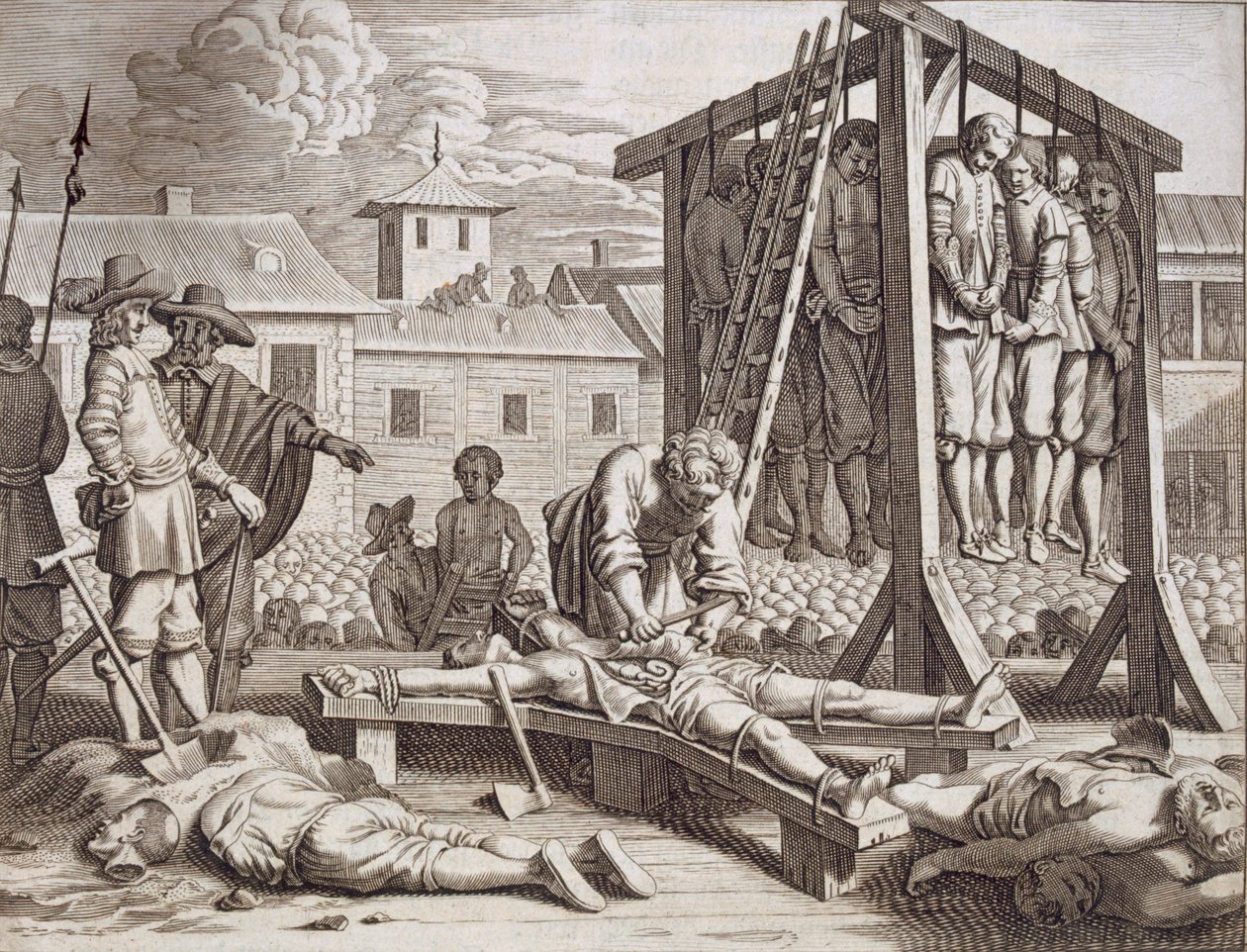 Hängningar och tortyr, pub. 1672. av Philip Baldaeus