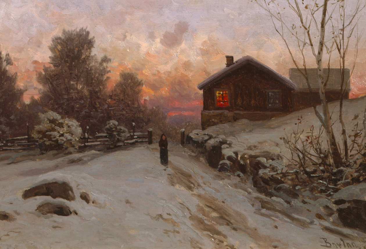 Vinterlandskap med hus av Philip Barlag