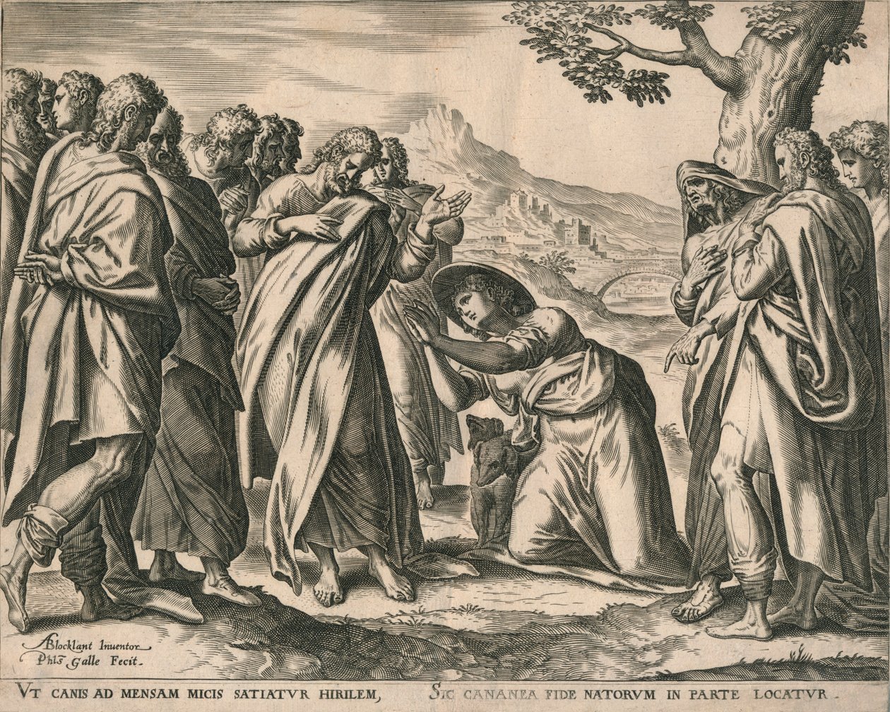 Kristus och Kanaans kvinna, c1577-1579. av Philip Galle