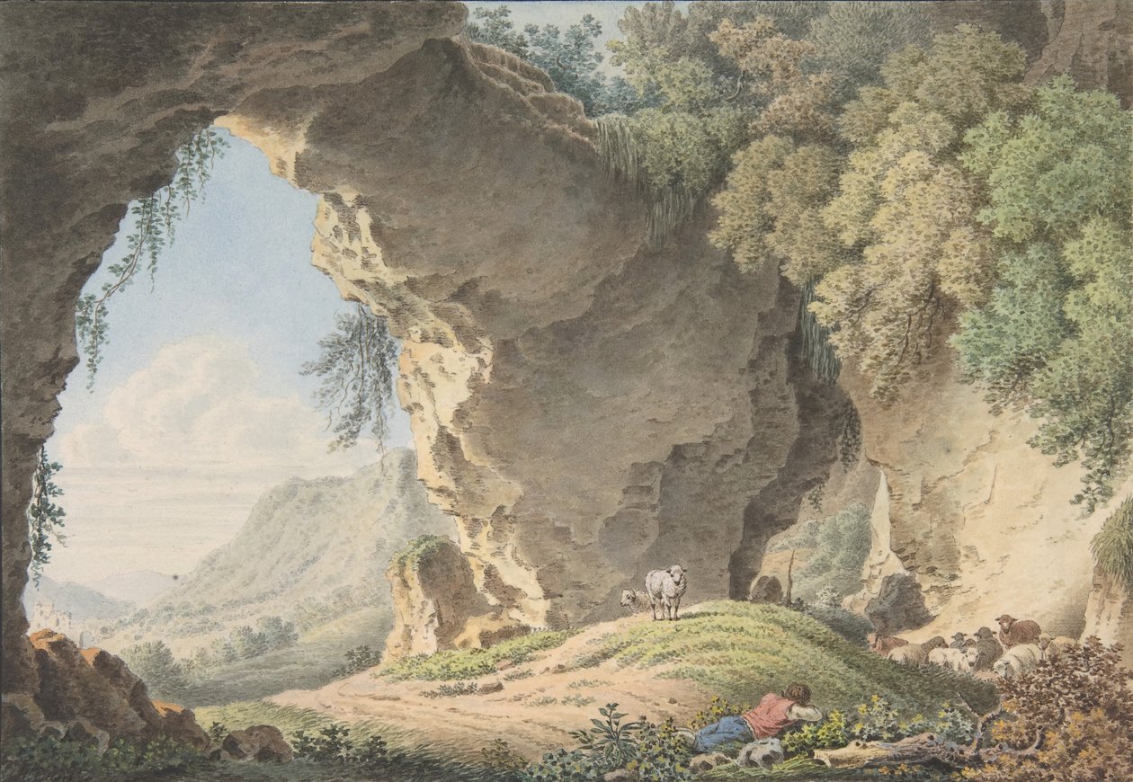 Stenigt landskap med sovande herde, 1817. av Philip Heinrich Dunker